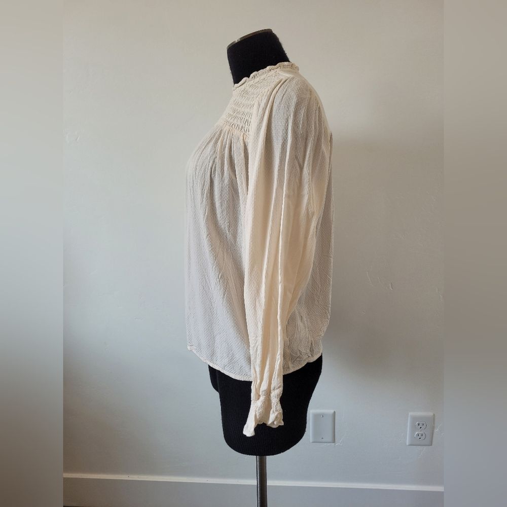 Ivory Peasant Blouse Feminine Romantic Cottagecore Pastoral Tradwife Modest XS - Picture 3 of 12